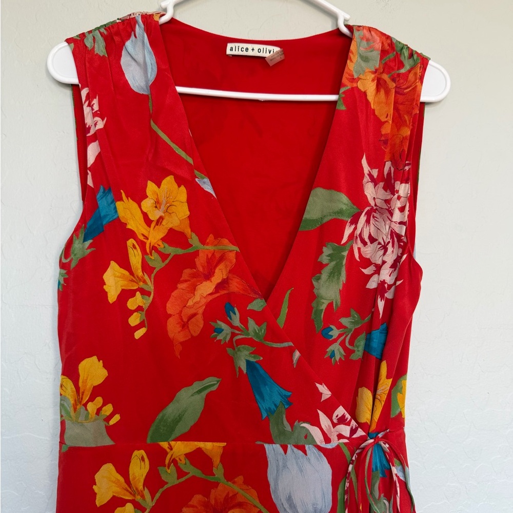 Alice + Olivia Tasia Sleeveless Silk Wrap Dress size 6 - Picture 4 of 12